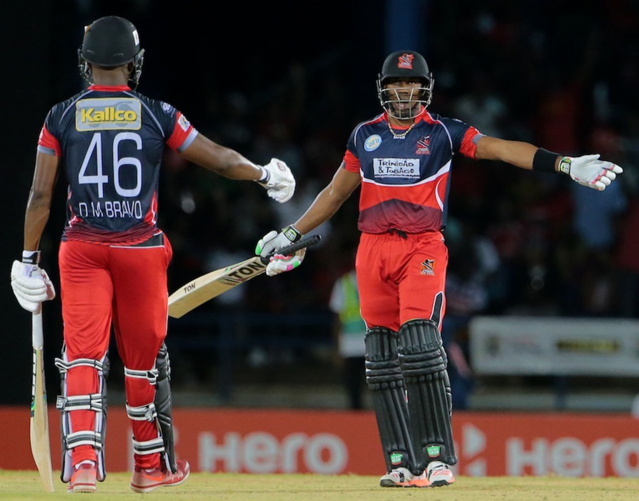 Darren and Dwayne Bravo added 59 runs in 2.4 overs, Trinidad & Tobago Red Steel v Barbados Tridents, CPL 2015, Port-of-Spain, July 16, 2015