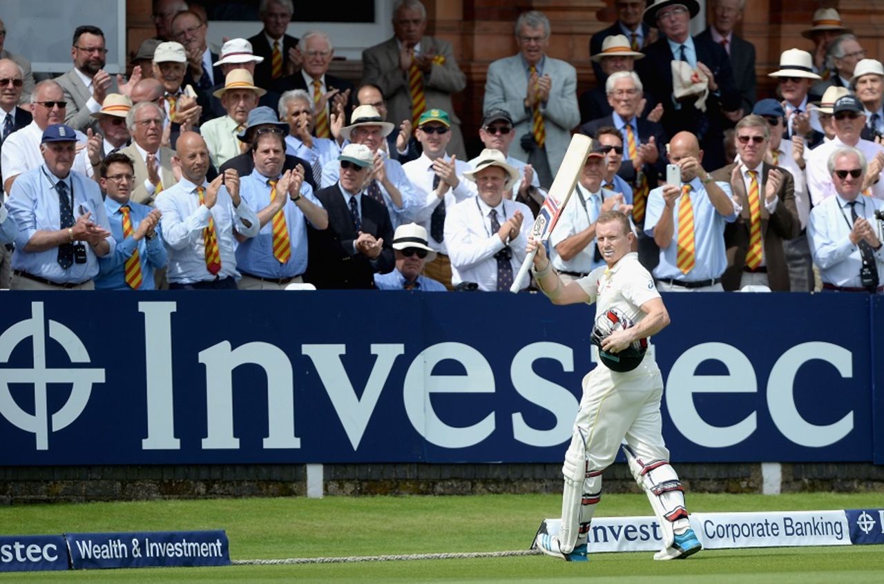 Chris Rogers takes the applause as he walks back for 173, England v Australia, 2nd Investec Ashes Test, Lord's, 2nd day, July 17, 2015