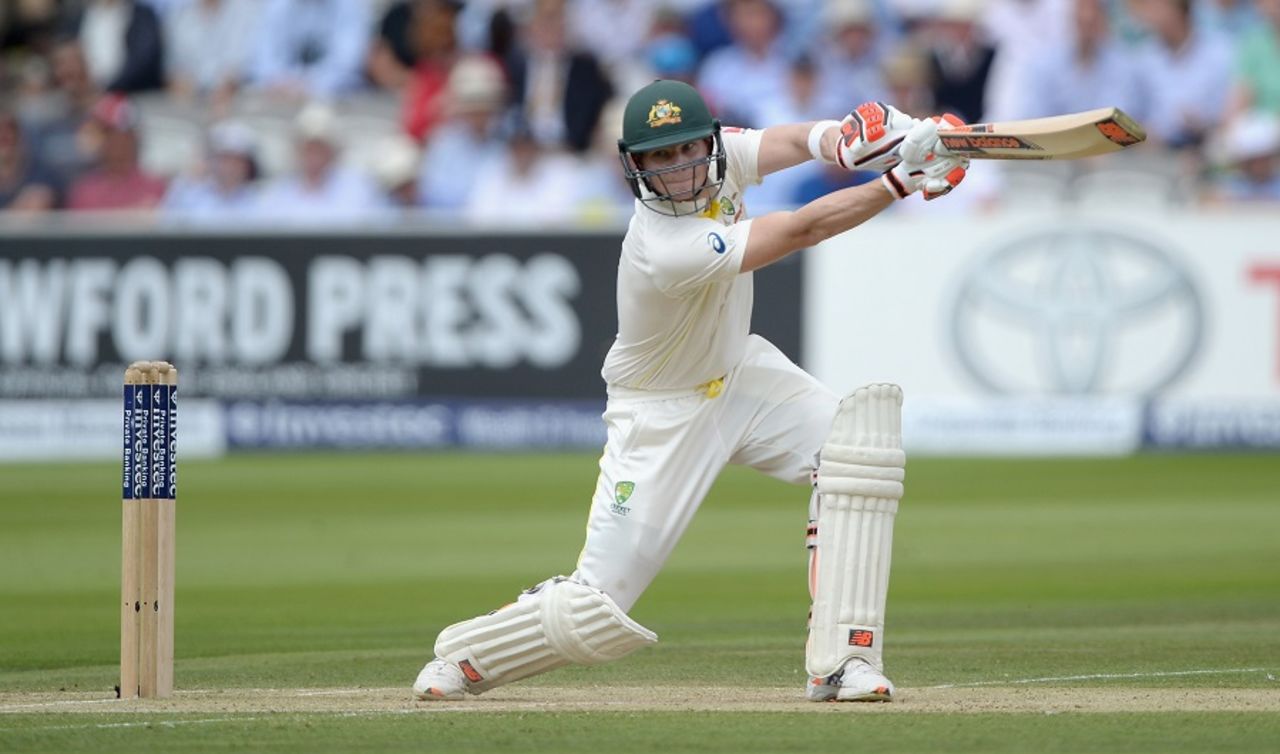 Steven Smith drives through the off side, England v Australia, 2nd Investec Ashes Test, Lord's, 2nd day, July 17, 2015