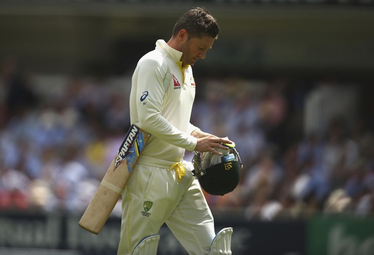 Michael Clarke was dismissed for 7,  England v Australia, 2nd Investec Ashes Test, Lord's, 2nd day, July 17, 2015