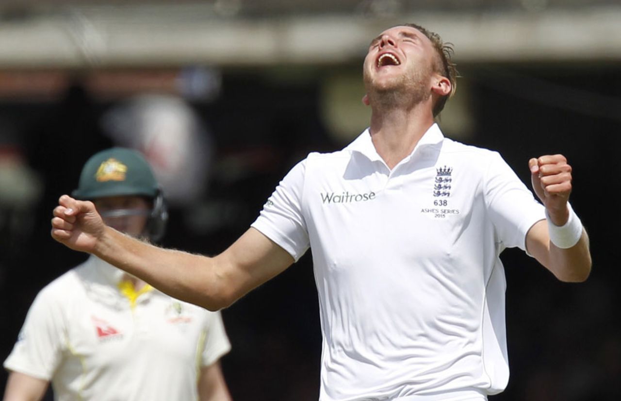 Stuart Broad worked hard for his wickets, England v Australia, 2nd Investec Ashes Test, Lord's, 2nd day, July 17, 2015