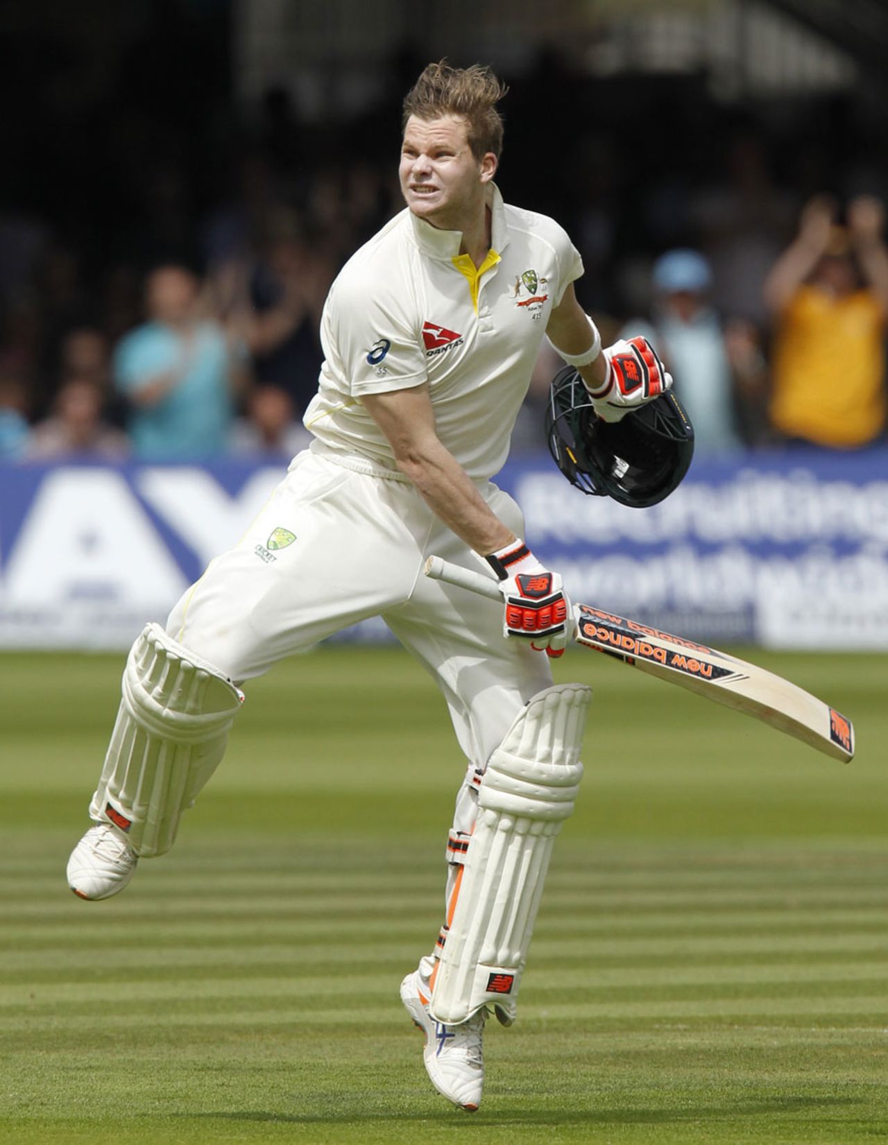 Steven Smith leaps on reaching his double-century, England v Australia, 2nd Investec Ashes Test, Lord's, 2nd day, July 17, 2015