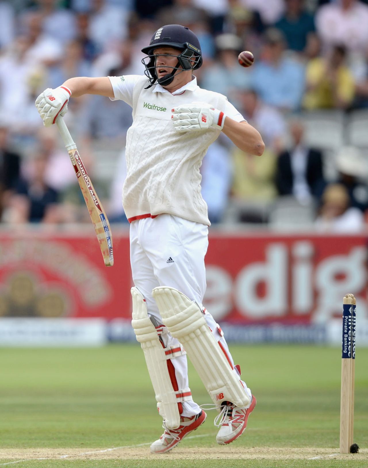 Gary Ballance fends away a short ball, England v Australia, 2nd Investec Ashes Test, Lord's, 2nd day, July 17, 2015