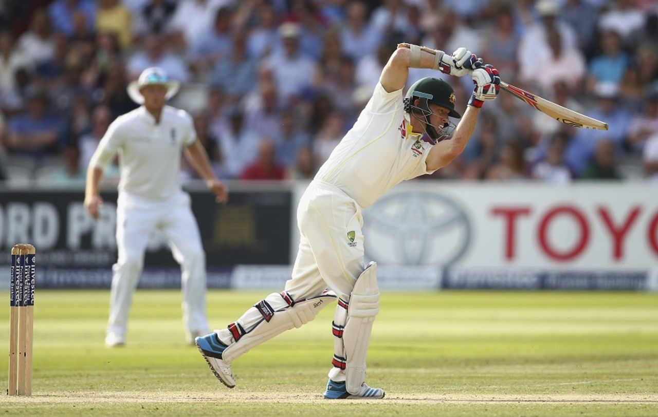Chris Rogers presents a high elbow and punches down the ground, England v Australia, 2nd Investec Ashes Test, Lord's, 3rd day, July 18, 2015