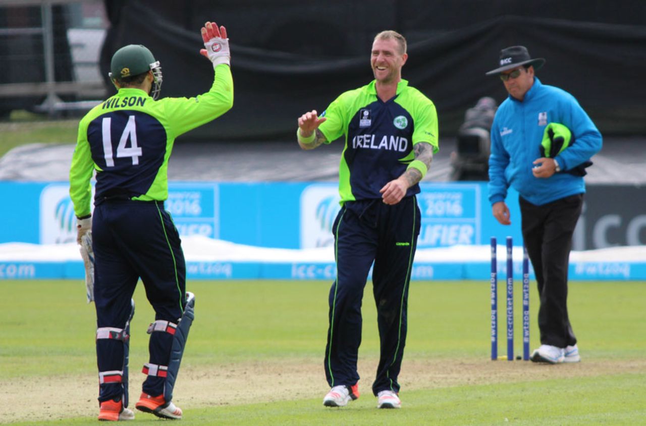 John Mooney claimed a hat-trick in the last over of the innings, Ireland v Jersey, World T20 Qualifier, July 19, 2015