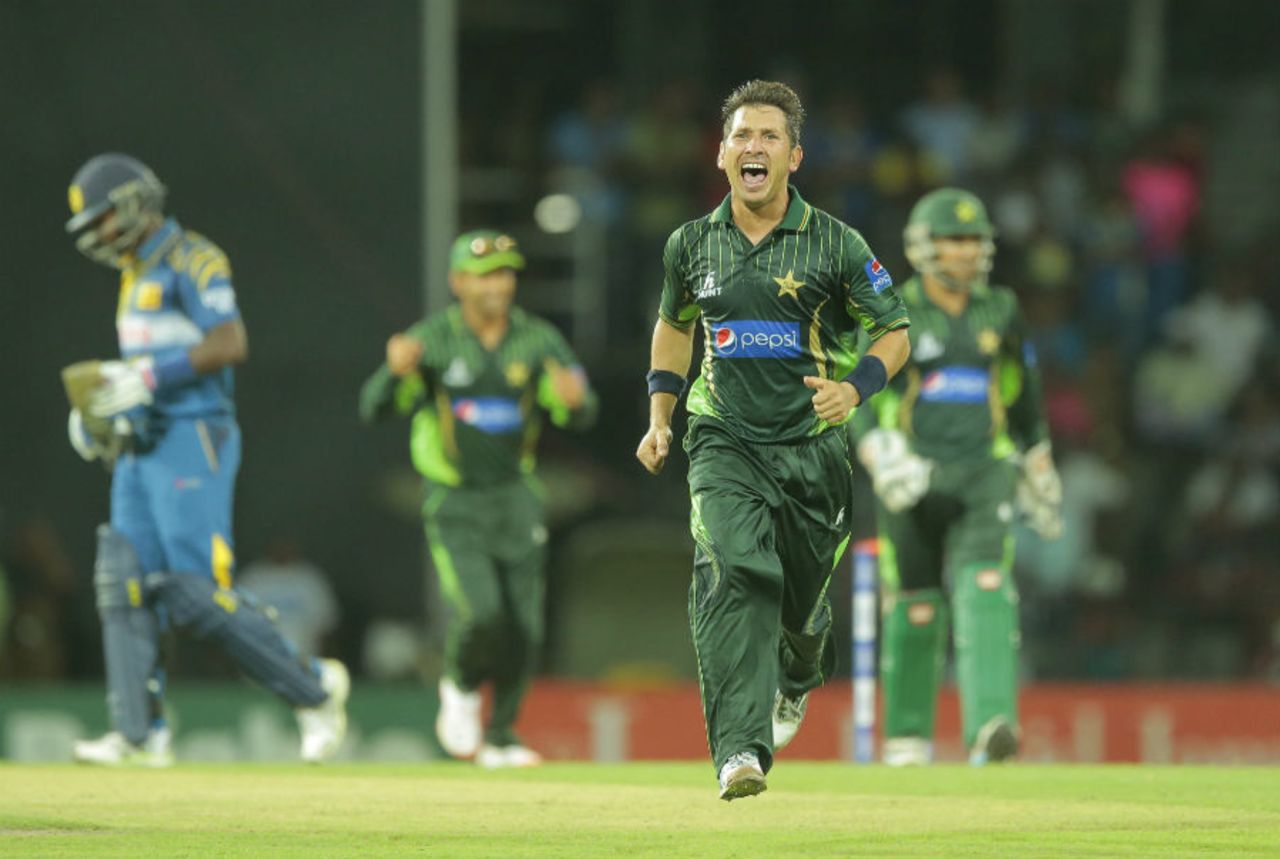 Yasir Shah celebrates a wicket, Sri Lanka v Pakistan, 3rd ODI, Colombo, July 19, 2015