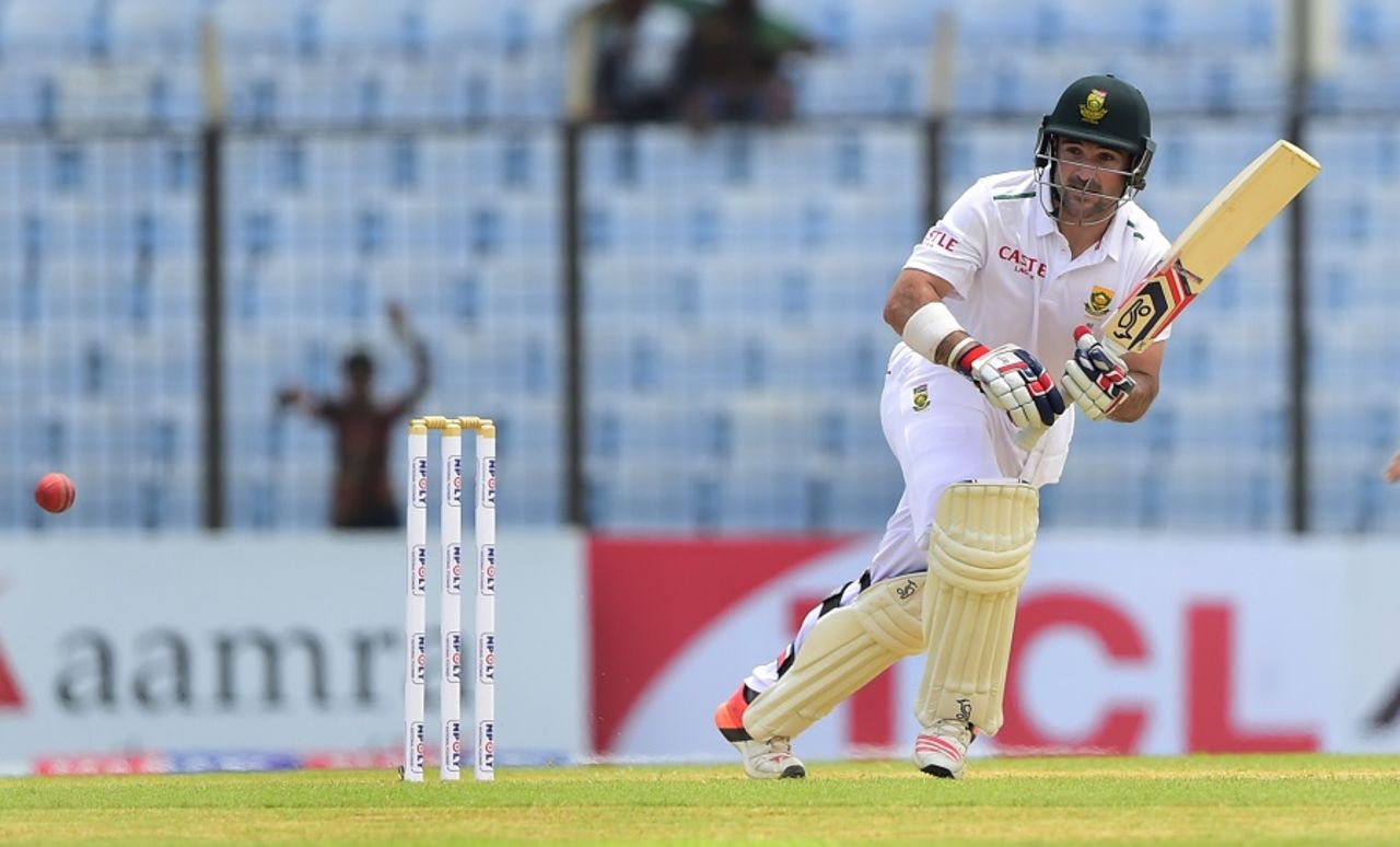 Dean Elgar whips the ball through the leg side, Bangladesh v South Africa, 1st Test, Chittagong, 1st day, July 21, 2015