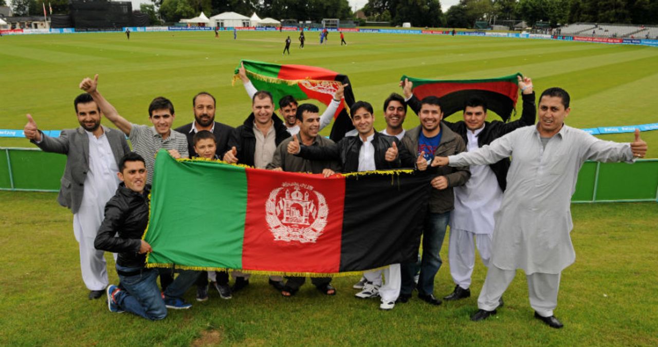 Afghanistan fans show their support during the game, Afghanistan v Hong Kong, World T20 Qualifier, 1st play-off, Dublin, July 21, 2015
