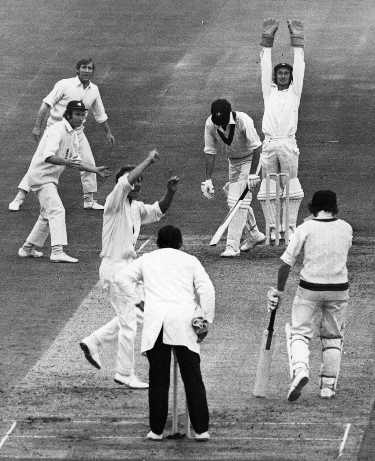 Derek Underwood dismisses Greg Chappell for 12, England v Australia, 4th Test, Headingley, 3rd day, July 29, 1972