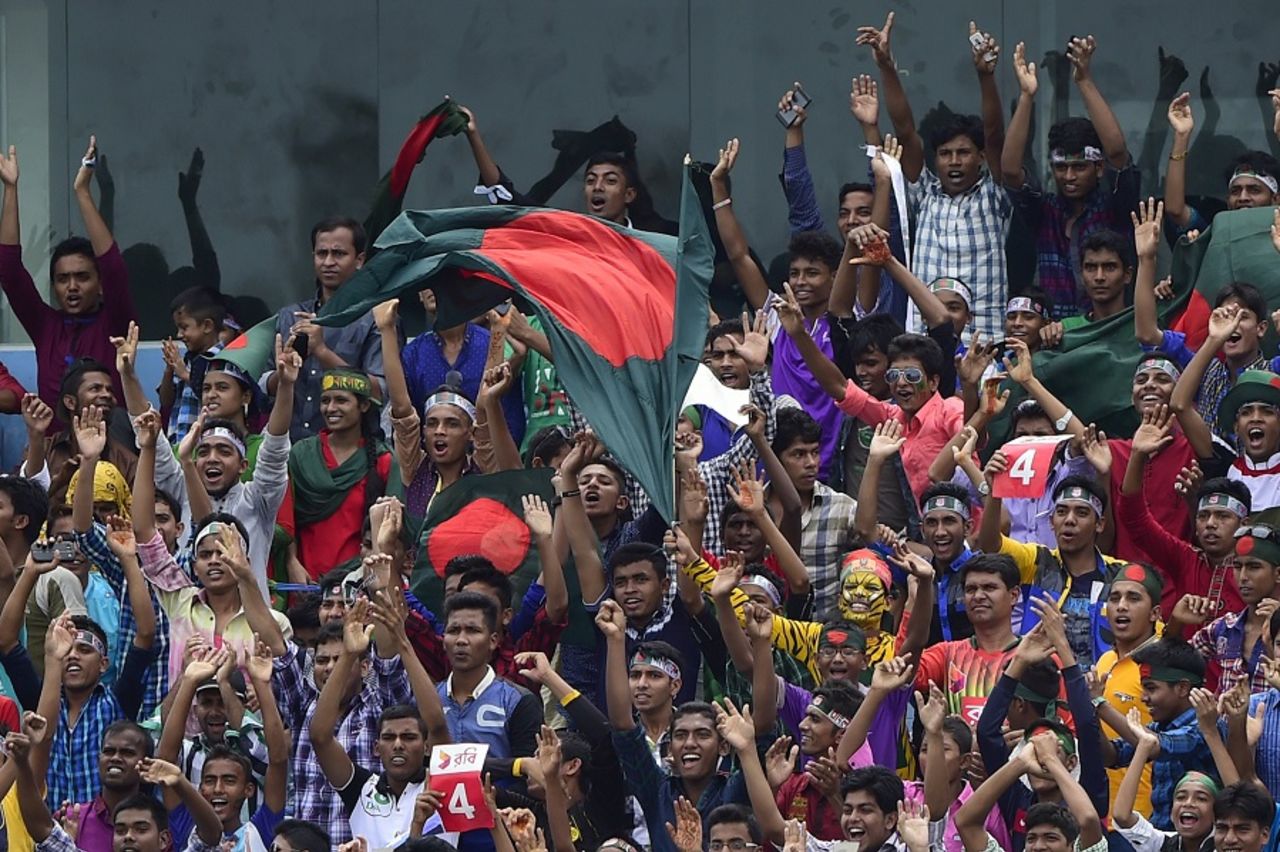 Bangladesh fans cheer their team on, Bangladesh v South Africa, 1st Test, Chittagong, 2nd day, July 22, 2015