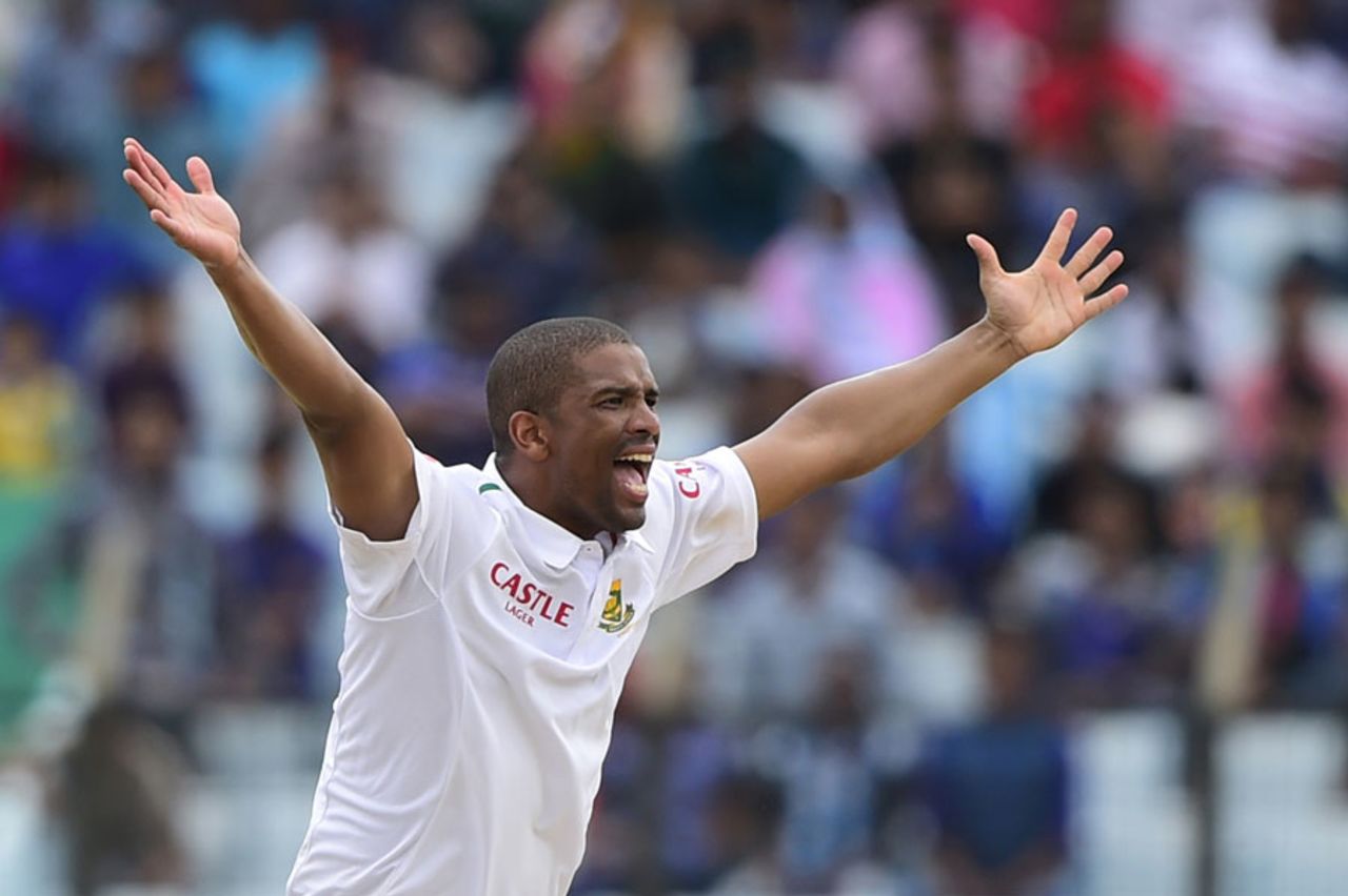 Vernon Philander appeals for a wicket, Bangladesh v South Africa, 1st Test, Chittagong, 2nd day, July 22, 2015