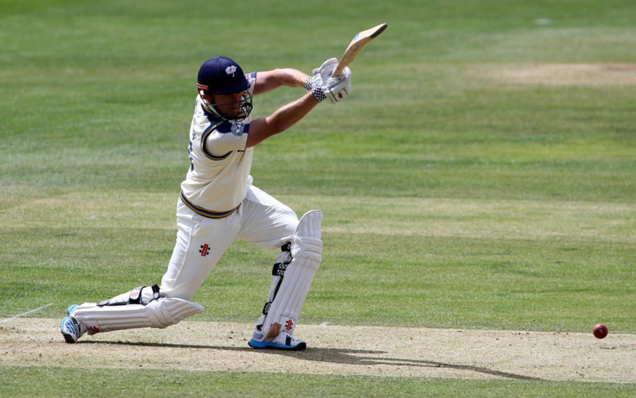 Jonny Bairstow drives on the way to another hundred, Yorkshire v Worcestershire, County Championship, Division One, North Marine Road, 1st day, July 19, 2015