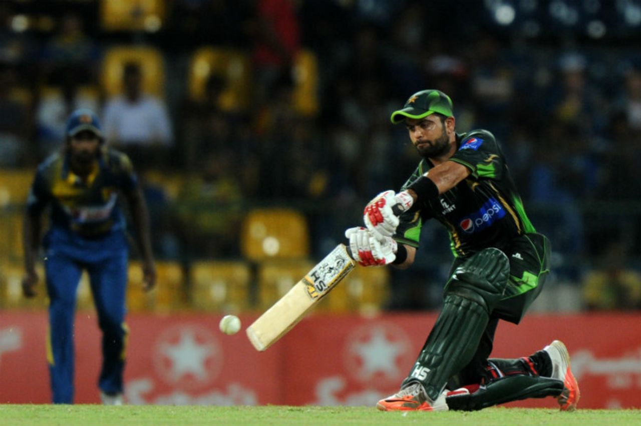 Ahmed Shehzad lines up a big shot, Sri Lanka v Pakistan, 4th ODI, Colombo