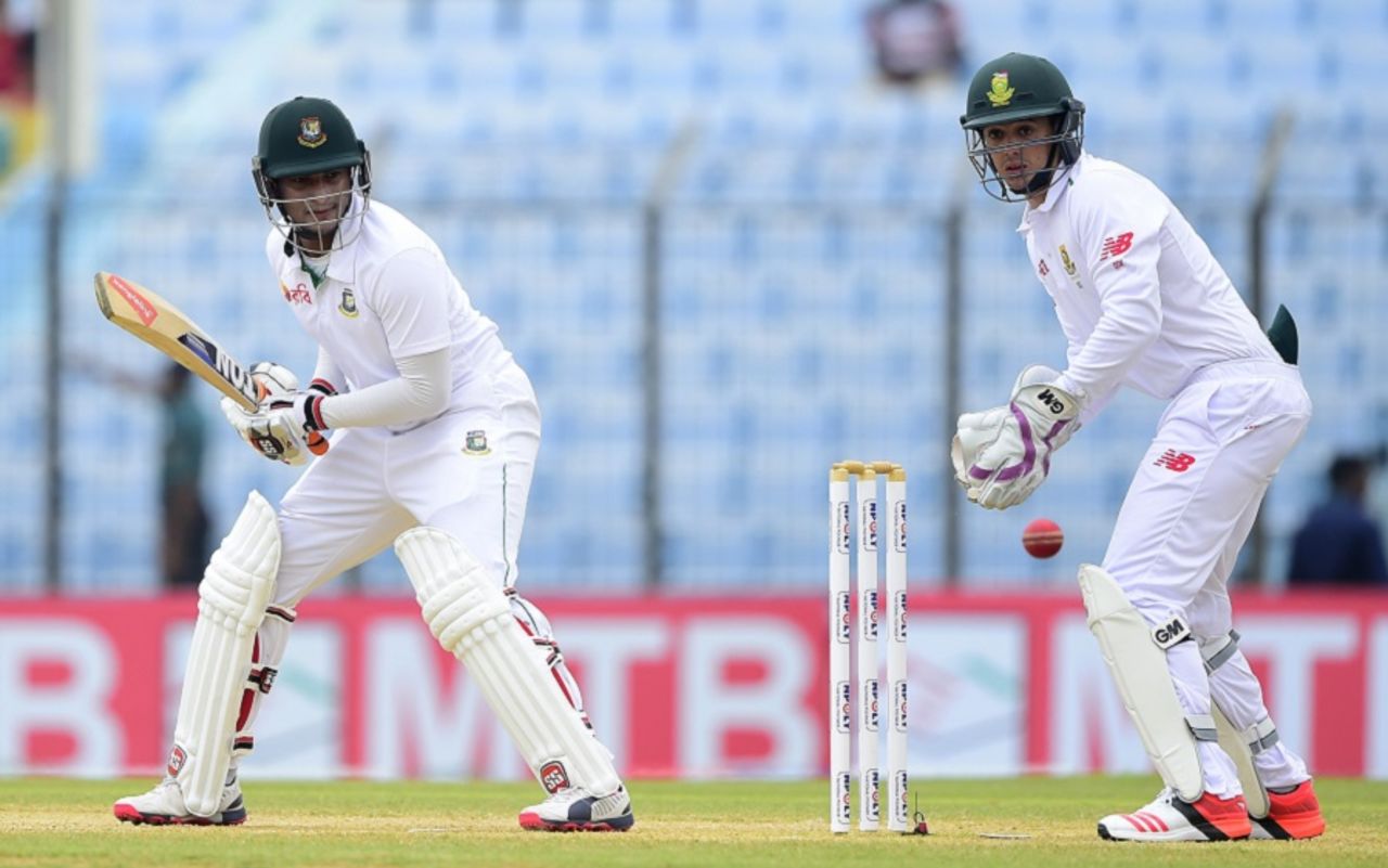 Shakib Al Hasan plays the ball behind point, Bangladesh v South Africa, 1st Test, Chittagong, 3rd day, July 23, 2015
