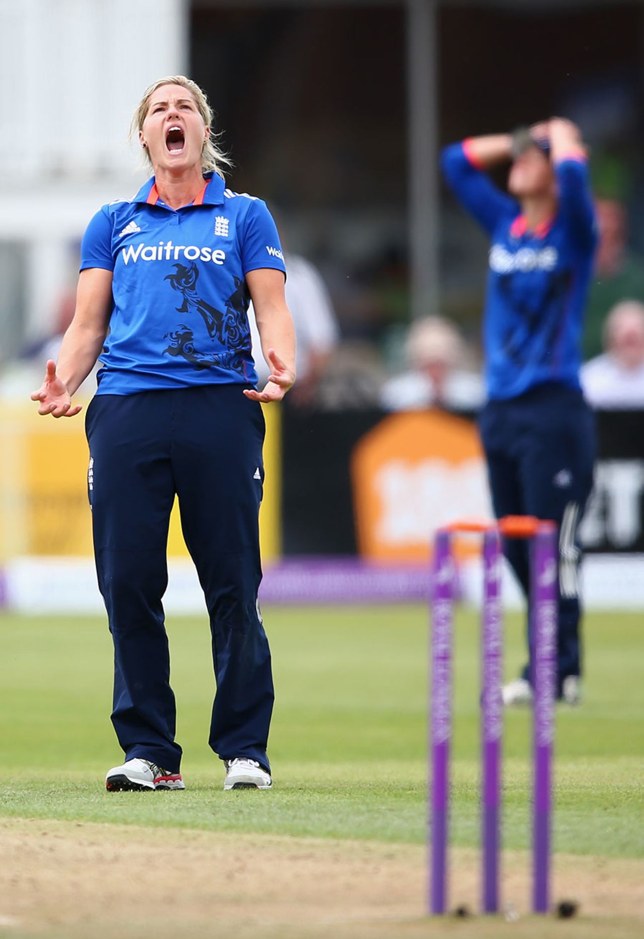 Katherine Brunt was not impressed when a chance went down, England Women v Australia Women, 2nd ODI, Bristol, July 23, 2015