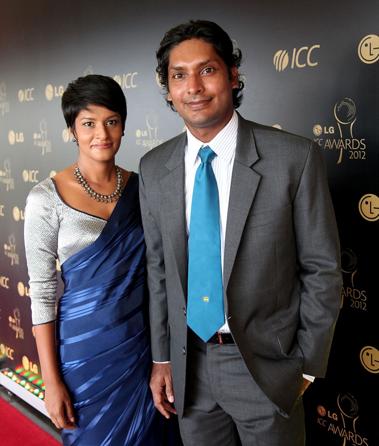 Kumar Sangakkara with his wife Yehali at the ICC awards, Colombo, September 15, 2012