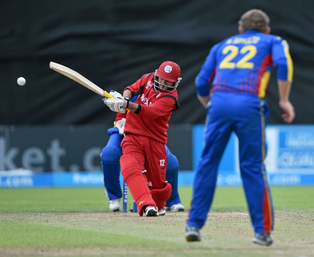 Zeeshan Siddiqui pulls away during his unbeaten 32-ball 51, Namibia v Oman, World T20 Qualifier, Play-off, Dublin, July 23, 2015