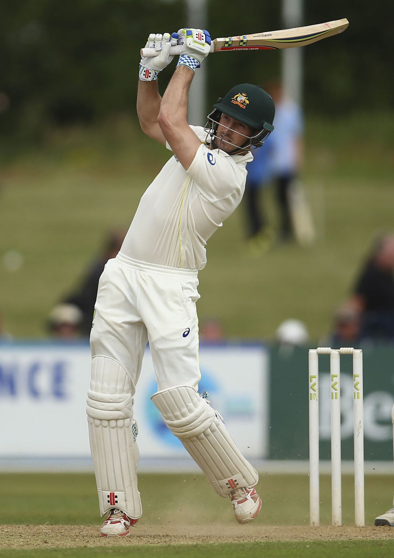 Shaun Marsh retired after reaching his hundred, Derbyshire v Australians, Tour match, Derby, 1st day, July 23, 2015