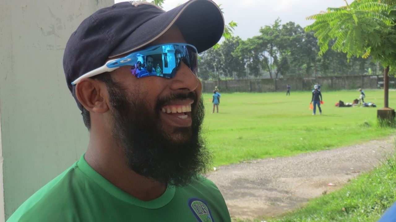 A relaxed-looking Aftab Ahmed at his academy,  Chittagong Divisional Sports Association ground, July 23, 2015