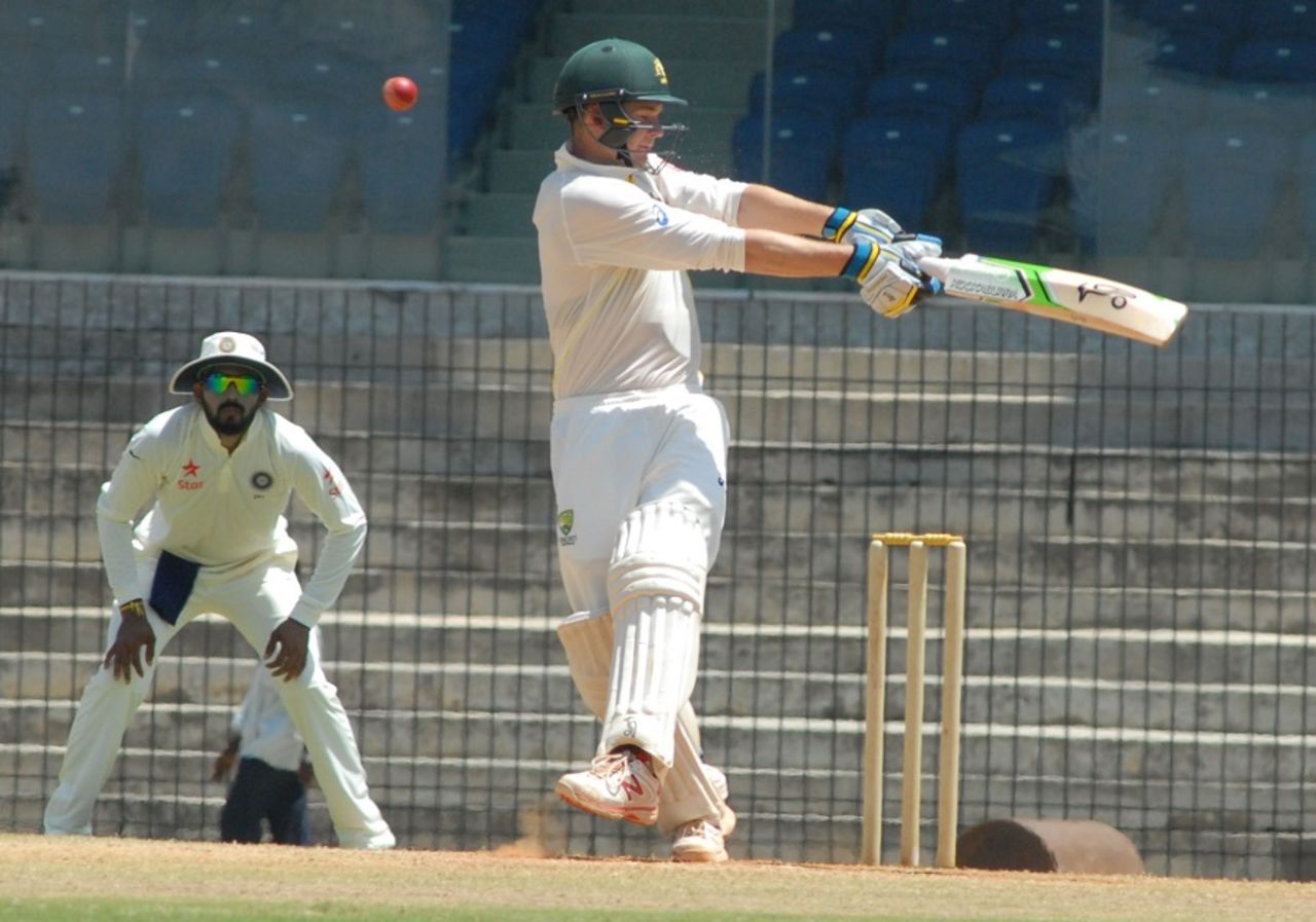 Peter Handscomb shapes to play the pull, India A v Australia A, 1st unofficial Test, Chennai, 3rd day, July 24, 2015