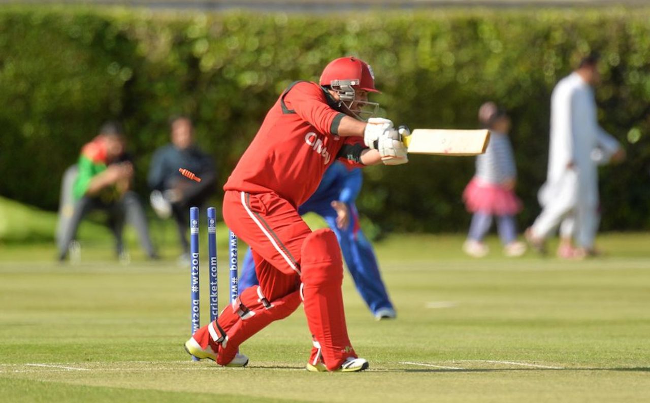Zeeshan Maqsood fell in the first over, Afghanistan v Oman, World T20 Qualifier, July 25, 2015