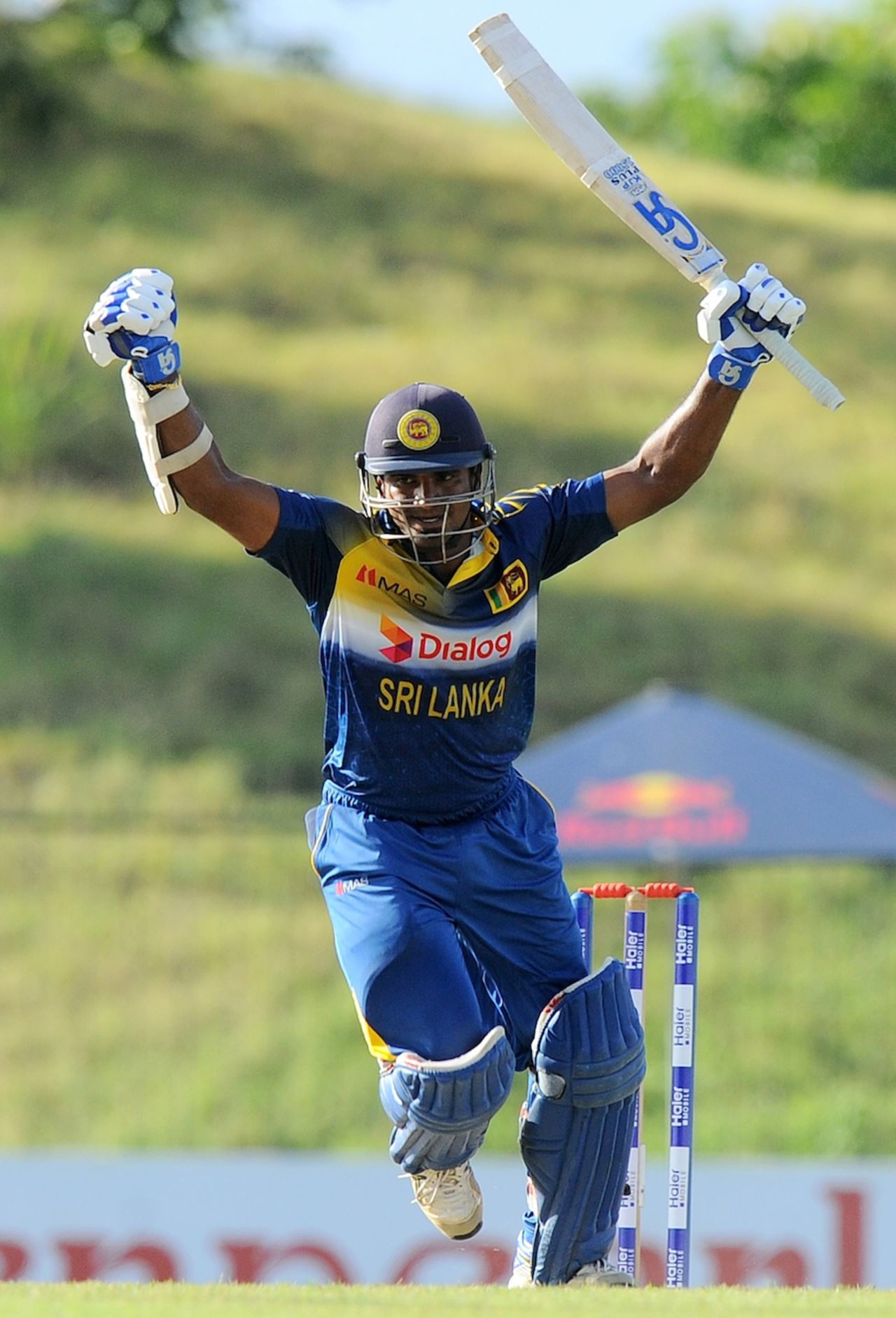 Kusal Perera is thrilled on reaching his second ODI hundred, Sri Lanka v Pakistan, 5th ODI, Hambantota, July 26, 2015