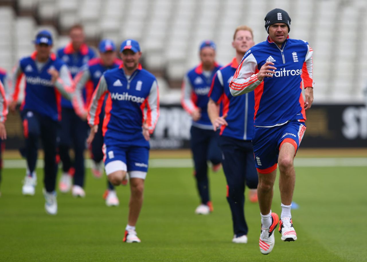James Anderson leads England's training, Edgbaston, July 28, 2015