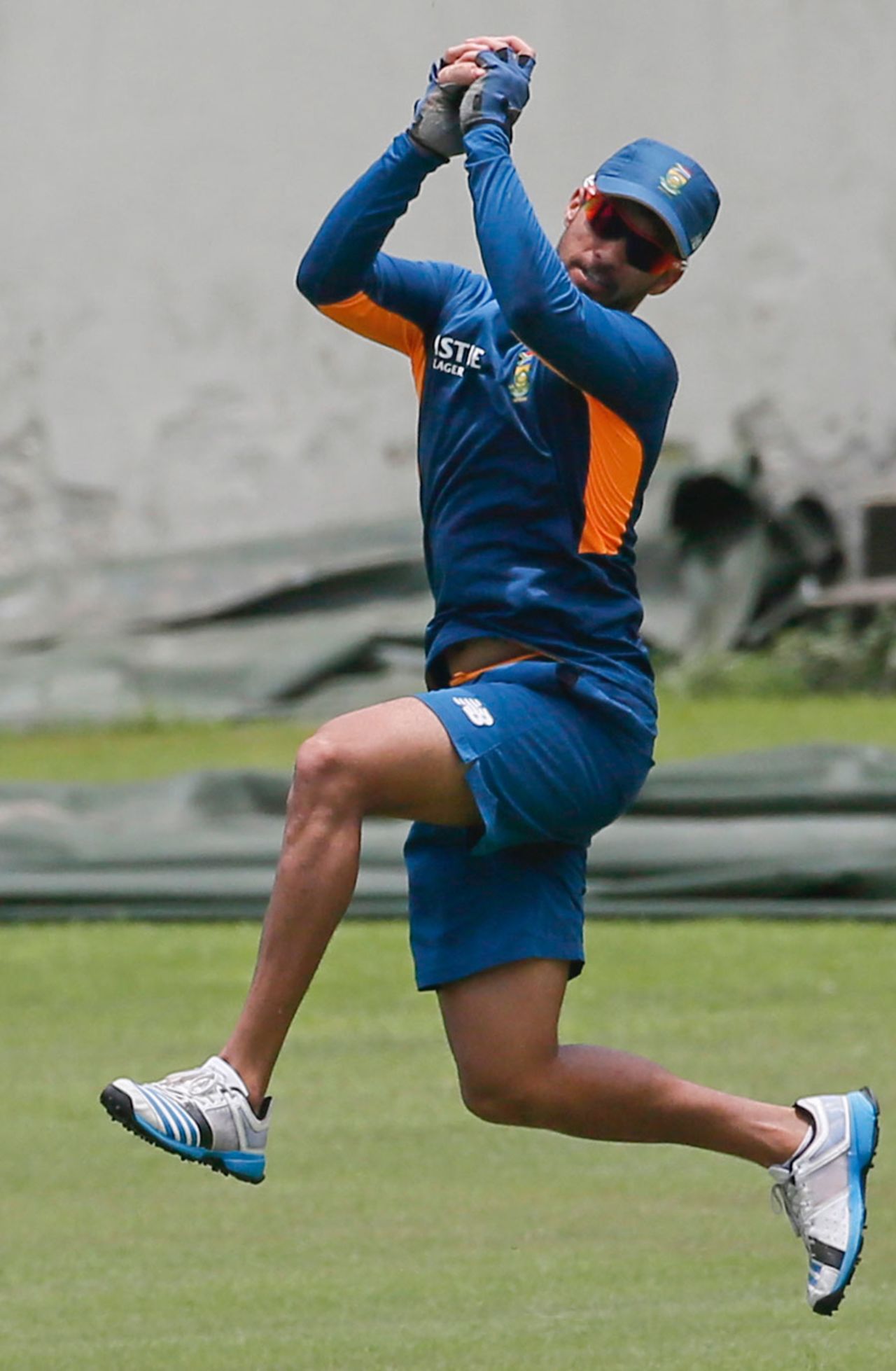 JP Duminy takes a catch during training, Dhaka, July 28, 2015