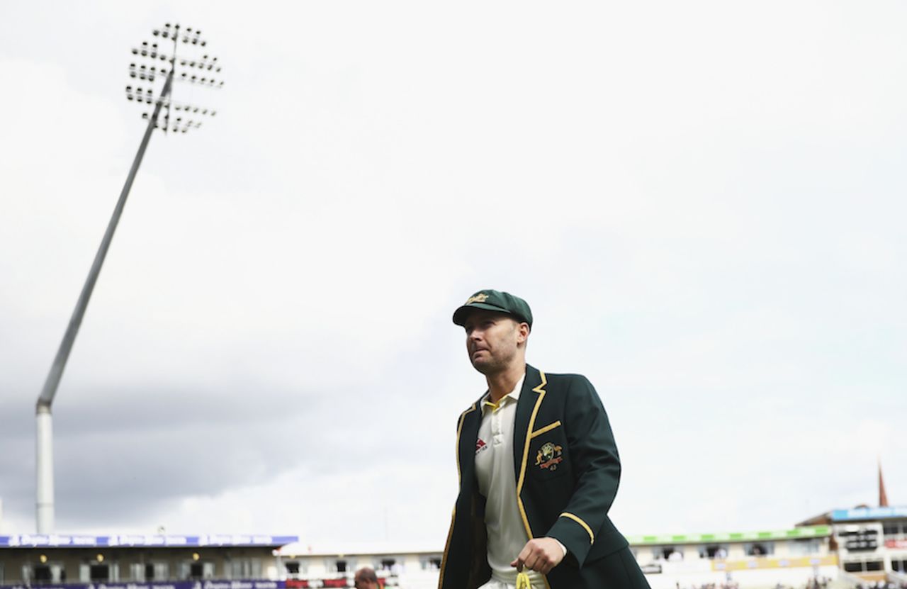 Michael Clarke walks out for the toss, England v Australia, 3rd Test, Edgbaston, 1st day, July 29, 2015