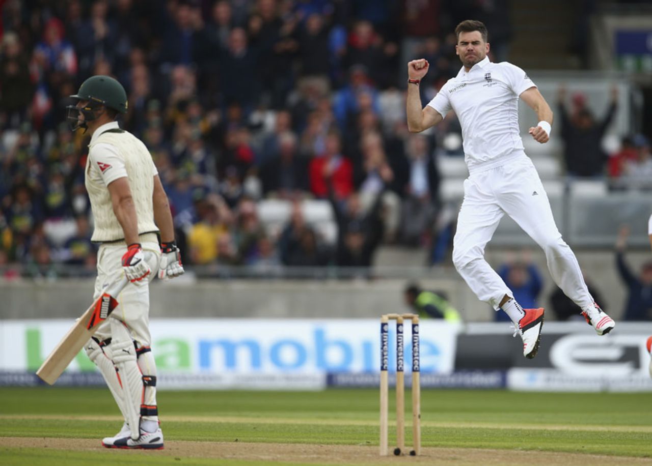 Mitchell Marsh fell for a duck as James Anderson rattled Australia after lunch, England v Australia, 3rd Test, Edgbaston, 1st day, July 29, 2015