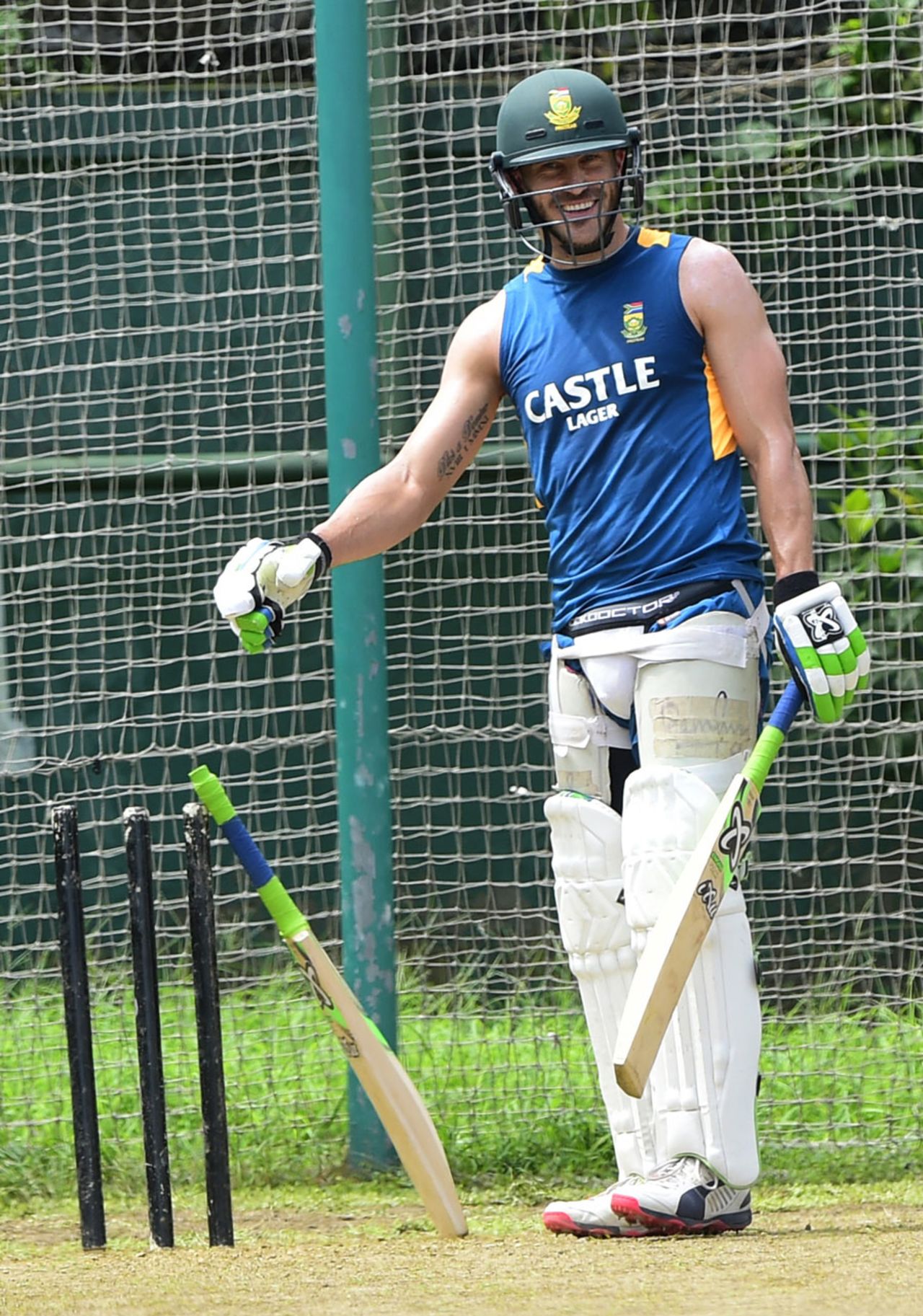 Faf du Plessis bats in the nets ahead of the second Test, Dhaka, July 29, 2015