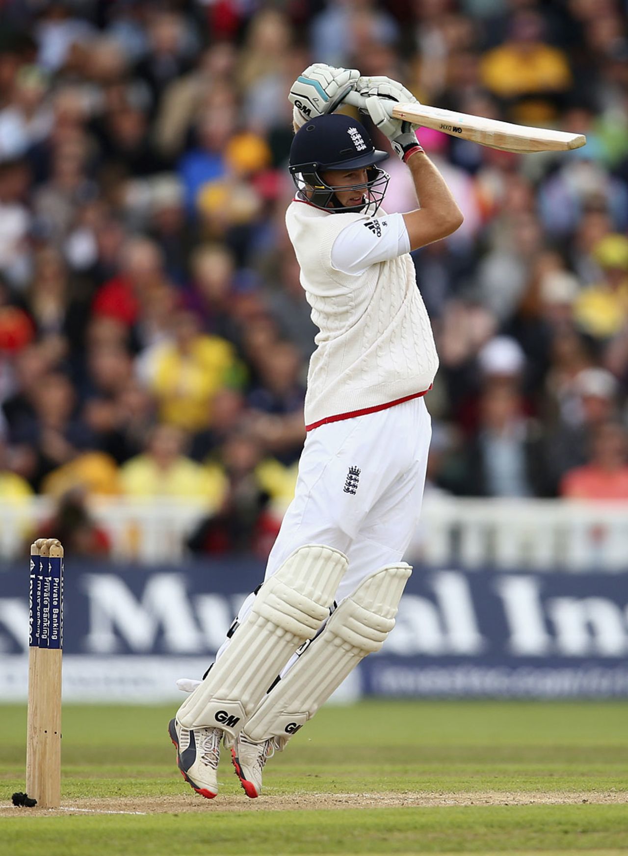 Joe Root drives off his toes, England v Australia, 3rd Test, Edgbaston, 2nd day, July 30, 2015