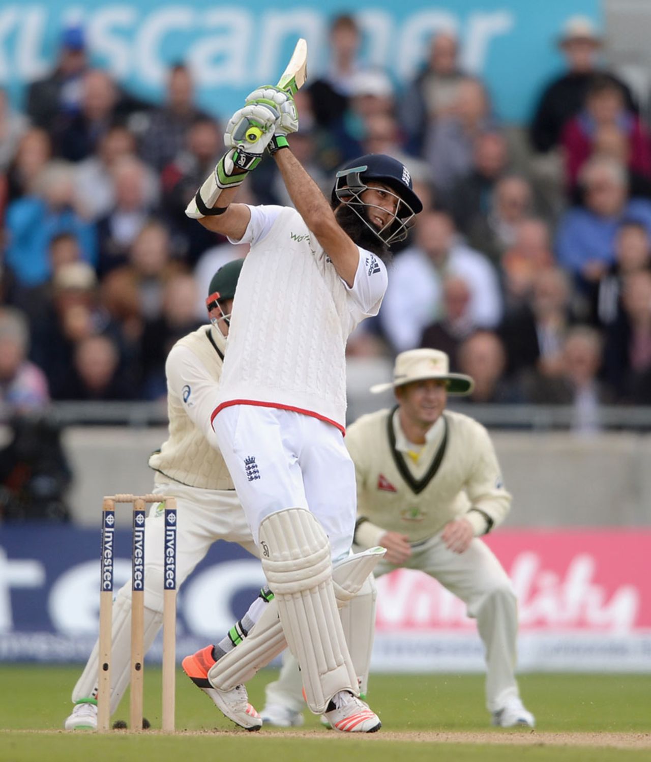 Moeen Ali struck a vital 59 to give England a lead of 145, England v Australia, 3rd Test, Edgbaston, 2nd day, July 30, 2015