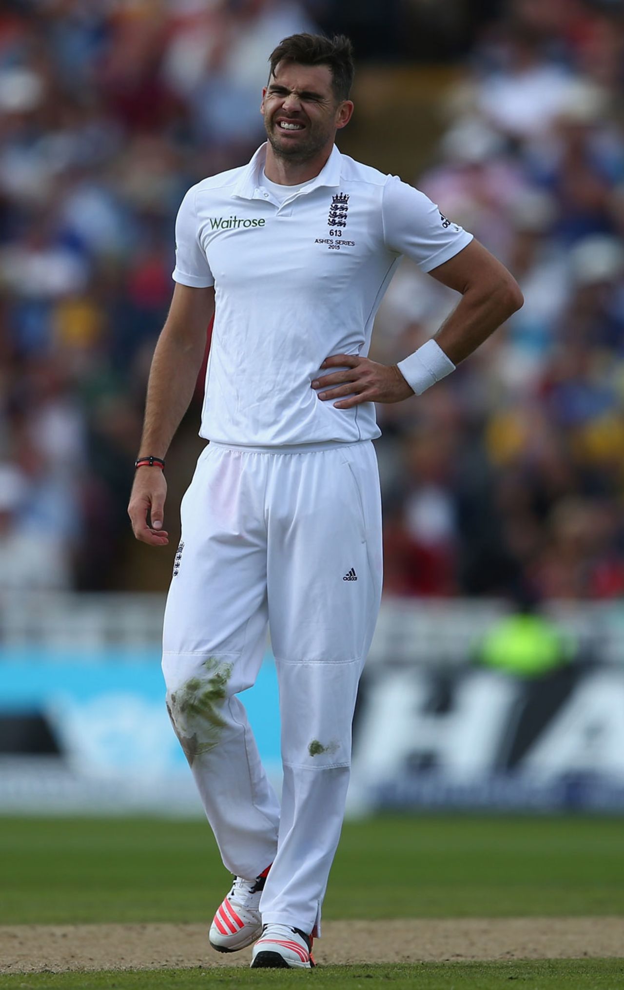 James Anderson left the field after feeling his side, England v Australia, 3rd Test, Edgbaston, 2nd day, July 30, 2015