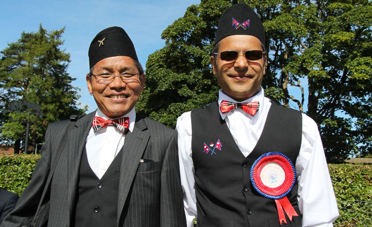 Split allegiances: Fans mix the Dhaka topi with Tartan bow-ties, Scotland v Nepal, ICC World Cricket League Championship, Ayr, July 29, 2015