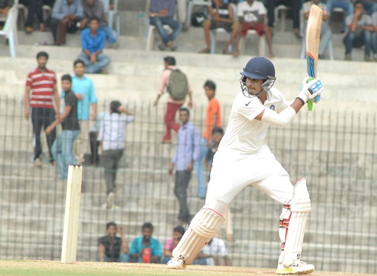 Shreyas Iyer executes the cut, India A v Australia A, 2nd unofficial Test, Chennai, 3rd day, July 31, 2015
