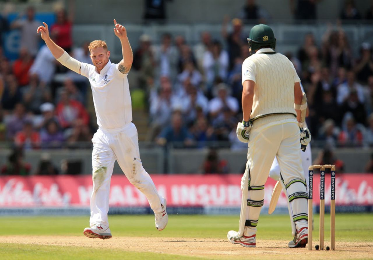 Ben Stokes took a wicket with his second ball, England v Australia, 3rd Test, Edgbaston, 3rd day, July 31, 2015