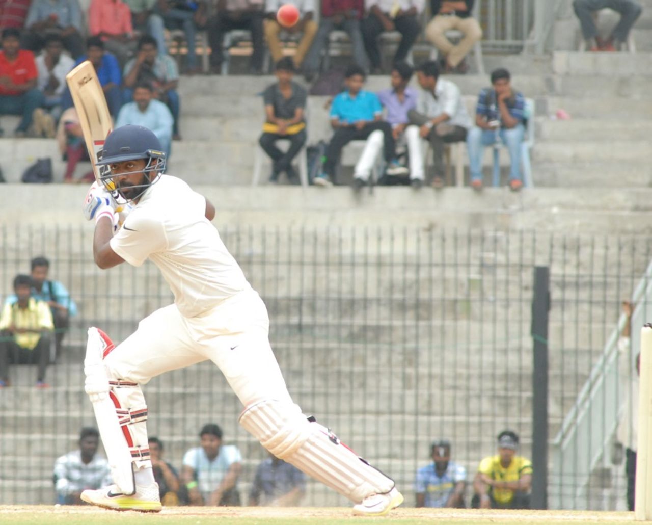 Abhinav Mukund flays the ball through the off side, India A v Australia A, 2nd unofficial Test, Chennai, 3rd day, July 31, 2015