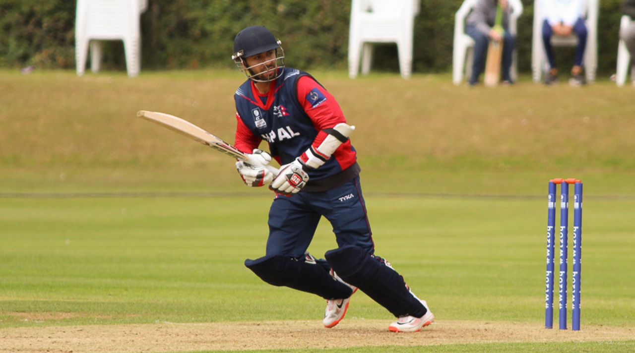 Sharad Vesawkar clips it through the leg side, Scotland v Nepal, World Cricket League Championship, Ayr, July 31, 2015
