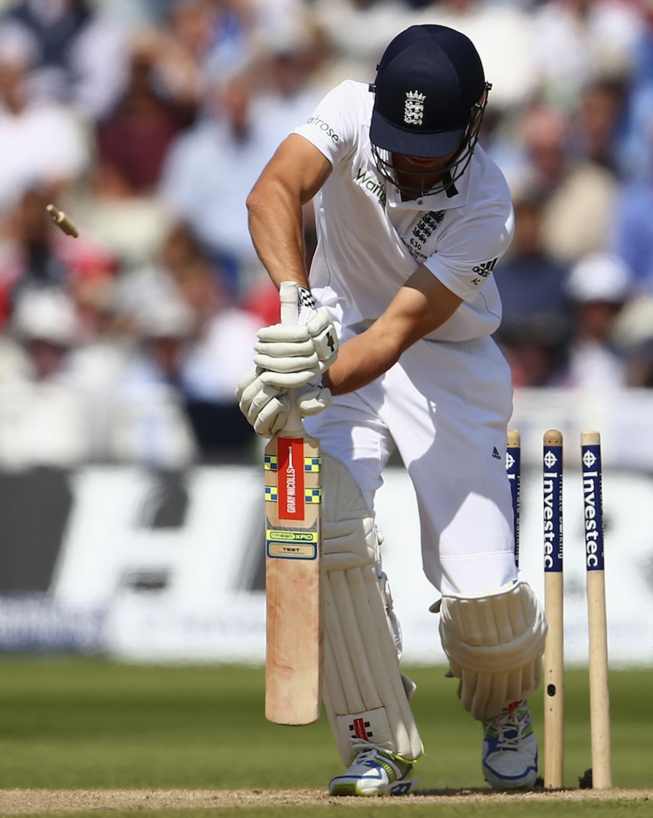 Alastair Cook lost his off stump to a beauty from Mitchell Starc, England v Australia, 3rd Test, Edgbaston, 3rd day, July 31, 2015