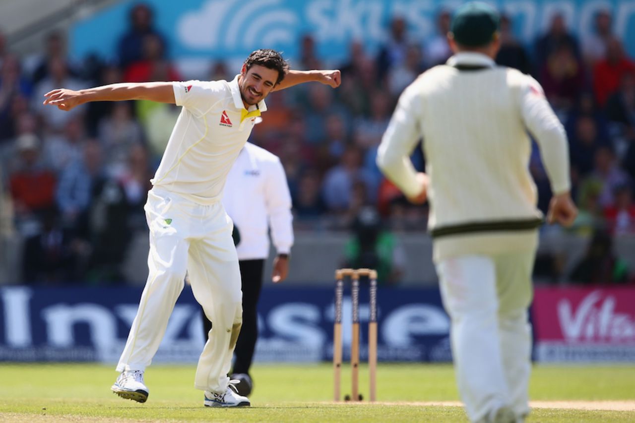 Mitchell Starc got the first wicket just after lunch, England v Australia, 3rd Test, Edgbaston, 3rd day, July 31, 2015