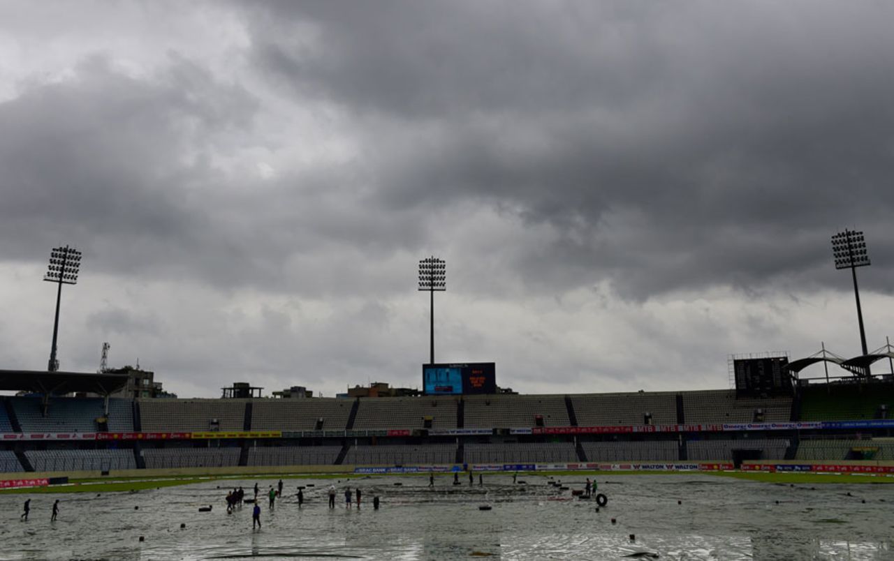 Persistent rain delayed the start of play on the third day, Bangladesh v South Africa, 2nd Test, Mirpur, 3rd day, August 1, 2015