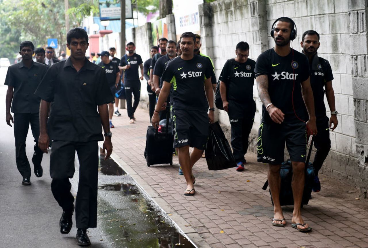 The India team arrives for a training session, Colombo, August  4, 2015