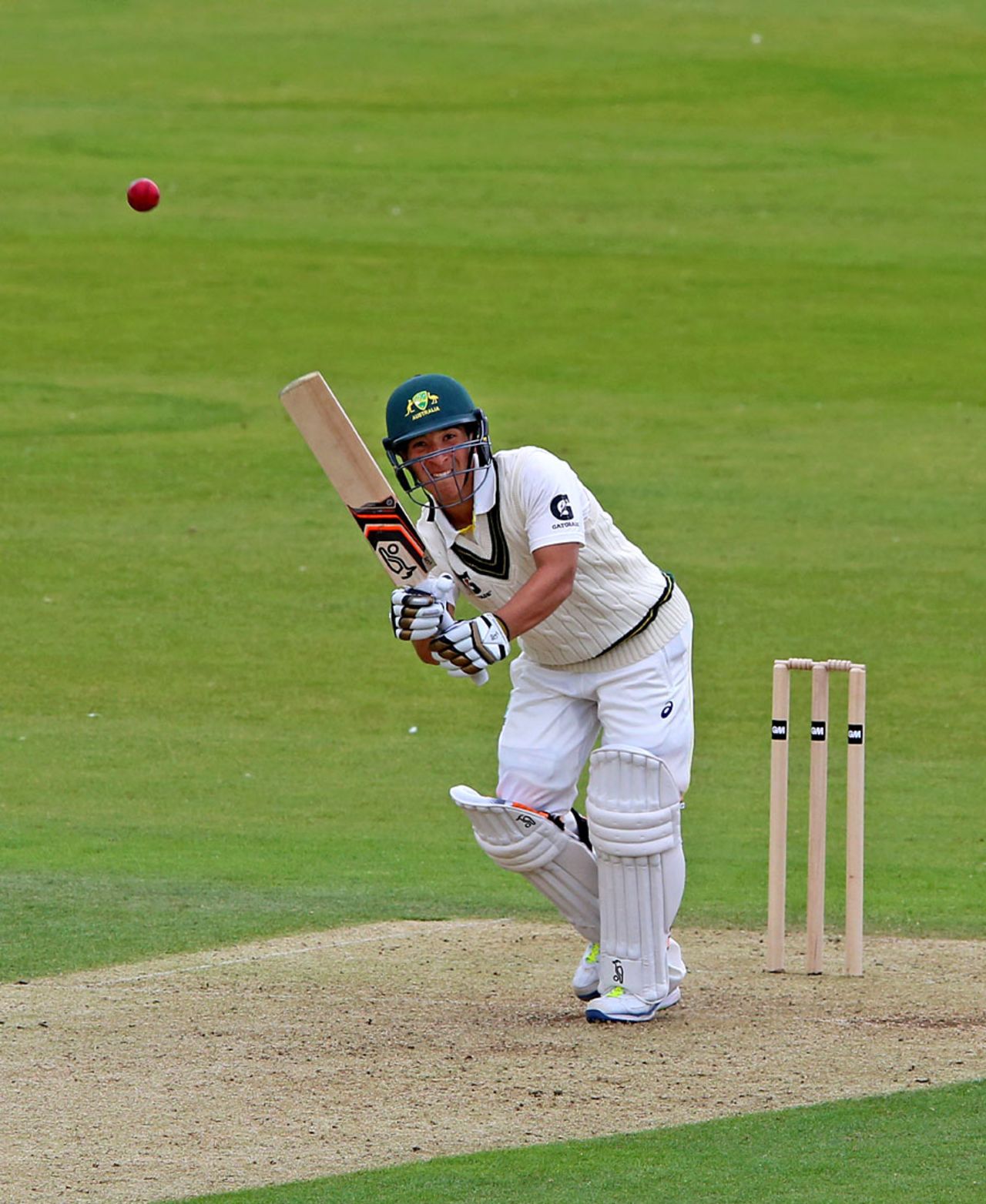 Jordan Gauci made 111 before chipping at catch, England U-19s v Australia U-19s, Only Test, Chester-le-Street, 1st day, August 4, 2015