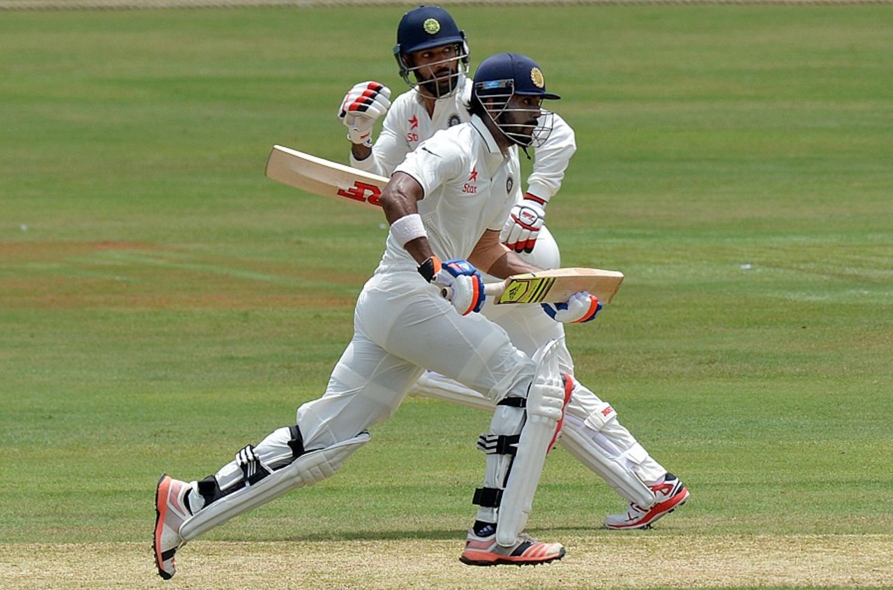 Shikhar Dhawan and KL Rahul put on 108 runs for the opening wicket, Sri Lanka Board President's XI v Indians, tour match, Colombo, 1st day, August 6, 2015