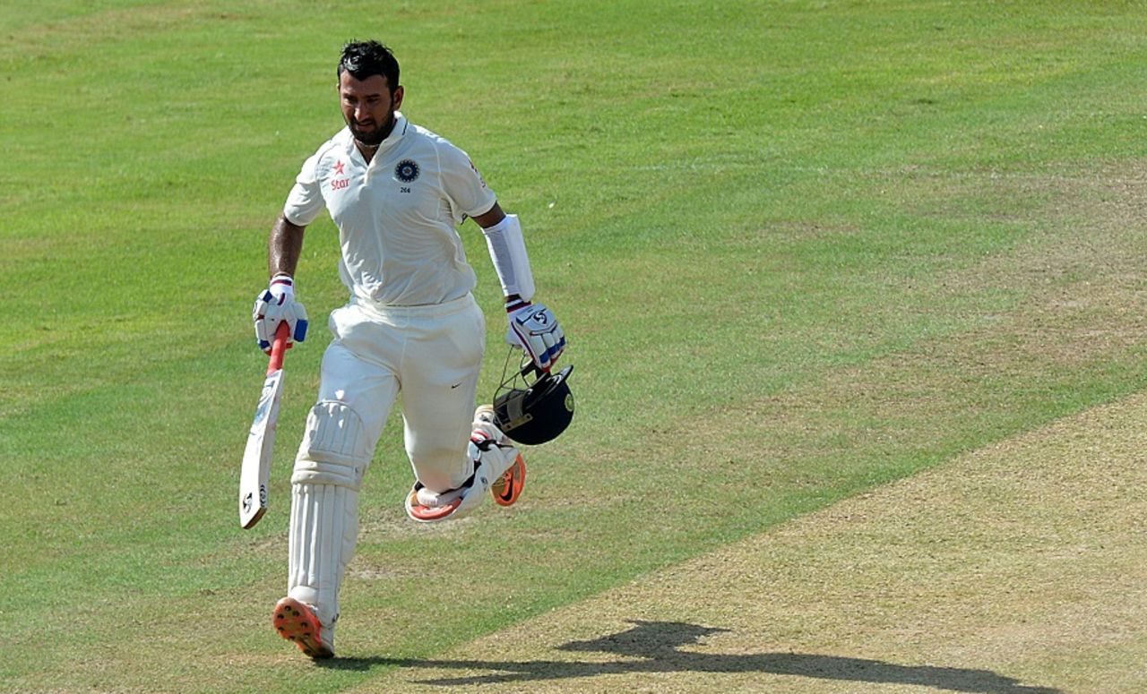 Cheteshwar Pujara runs between the wickets, Sri Lanka Board President's XI v Indians, tour match, Colombo, 1st day, August 6, 2015