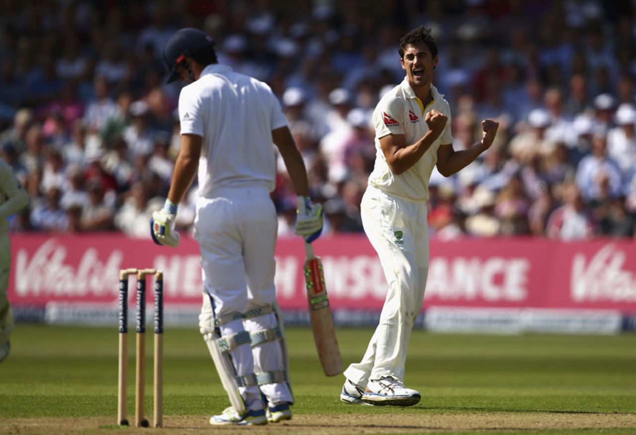 Alastair Cook was trapped lbw by Mitchell Starc, England v Australia, 4th Investec Test, Trent Bridge, 1st day, August 6, 2015