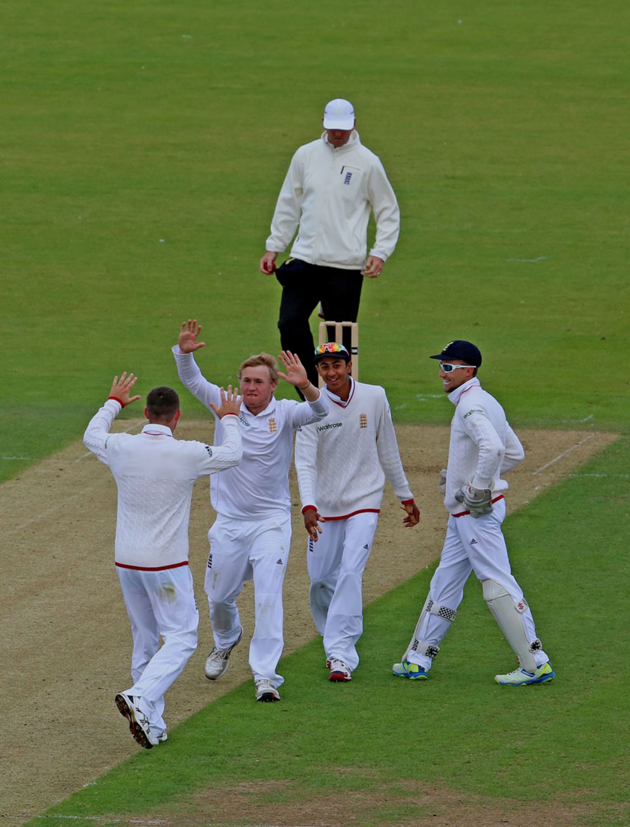 Matthew Parkinson claims the wicket of Callum Jewell, England U-19s v Australia U-19s, Youth Test, Chester-le-Street, 2nd day, August 5, 2015