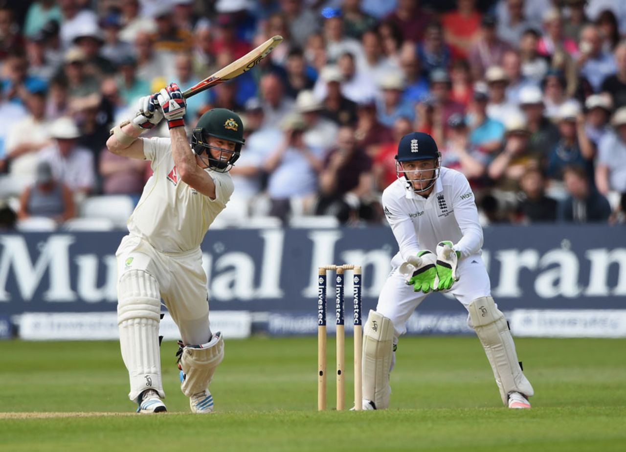 Chris Rogers drives through the covers, England v Australia, 4th Investec Test, Trent Bridge, 2nd day, August 7, 2015