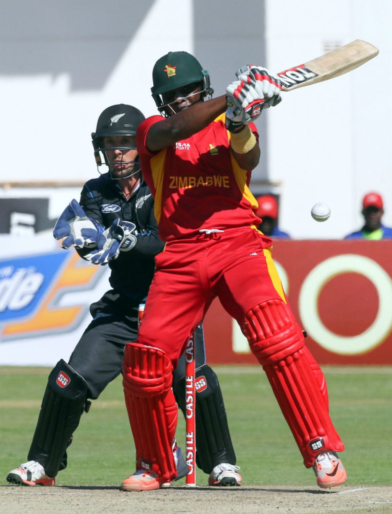 Hamilton Masakadza swats it for four, Zimbabwe v New Zealand, third ODI, Harare, August 7, 2015